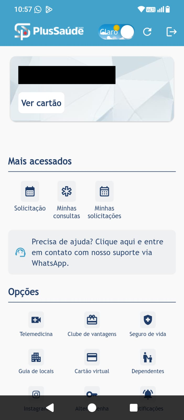 Menu Novo Agendamento