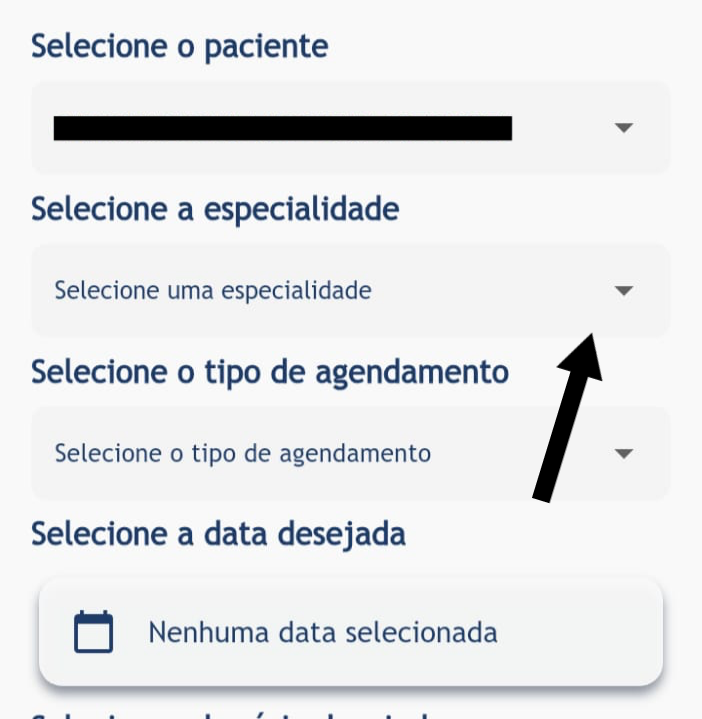 Menu Novo Agendamento